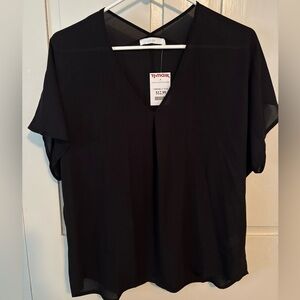 Black V-Neck Women's Top